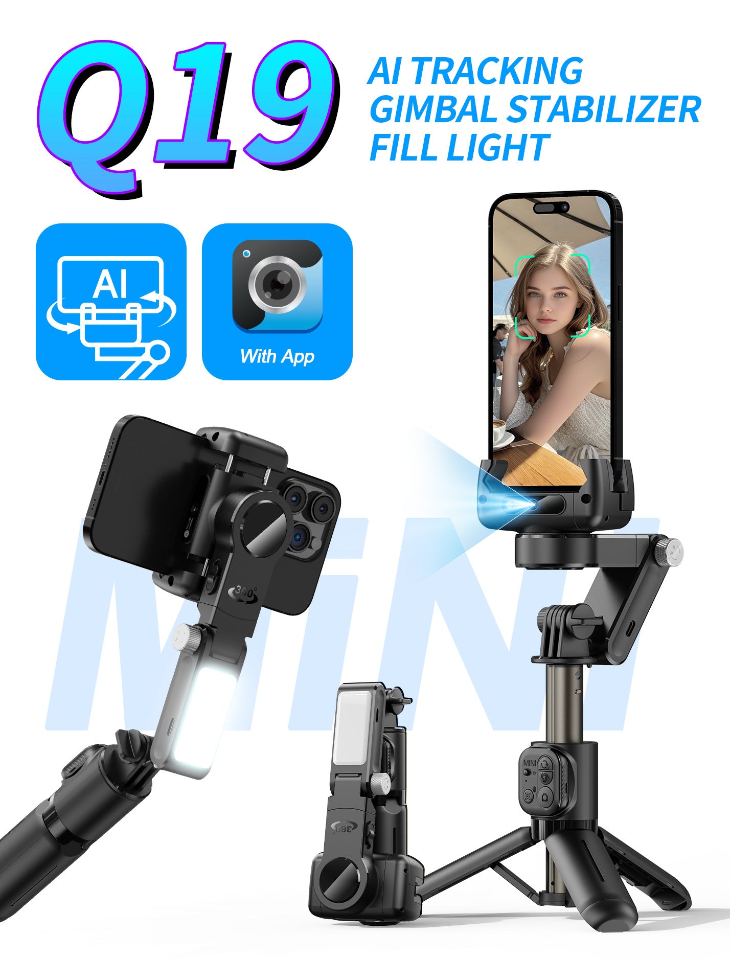 Cyke Phone Stabilizer with AI Face Tracking Handheld Gimbal