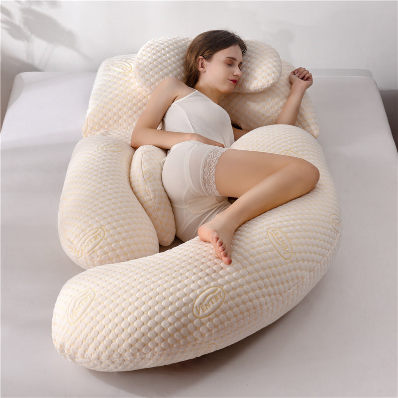 U-shaped pregnant woman pillow for supporting the waist and allowing side sleeping
