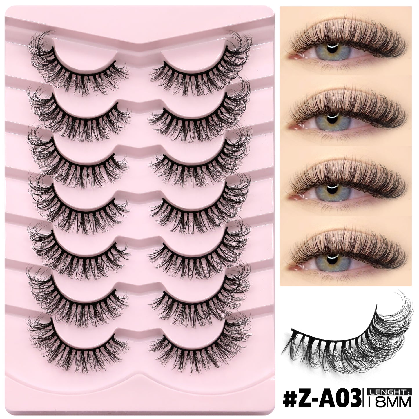 Thick-styled one-piece false lashes