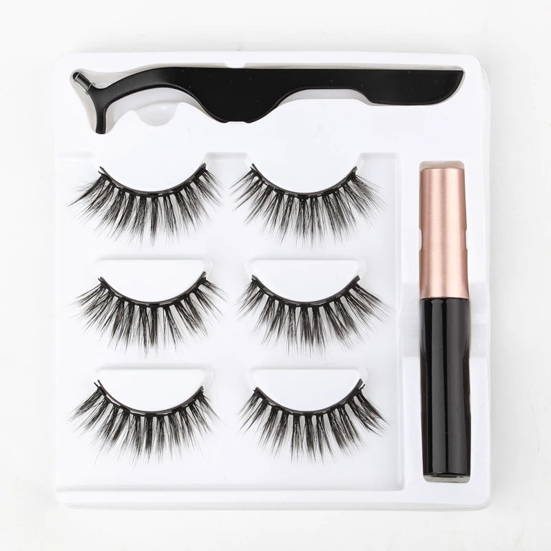 Magnetic Eyelashes 3D Mink Eyelashes Magnetic Eyeliner Magnetic 3D Lash Short False Lashes Lasting Handmade Eyelash Makeup Tools