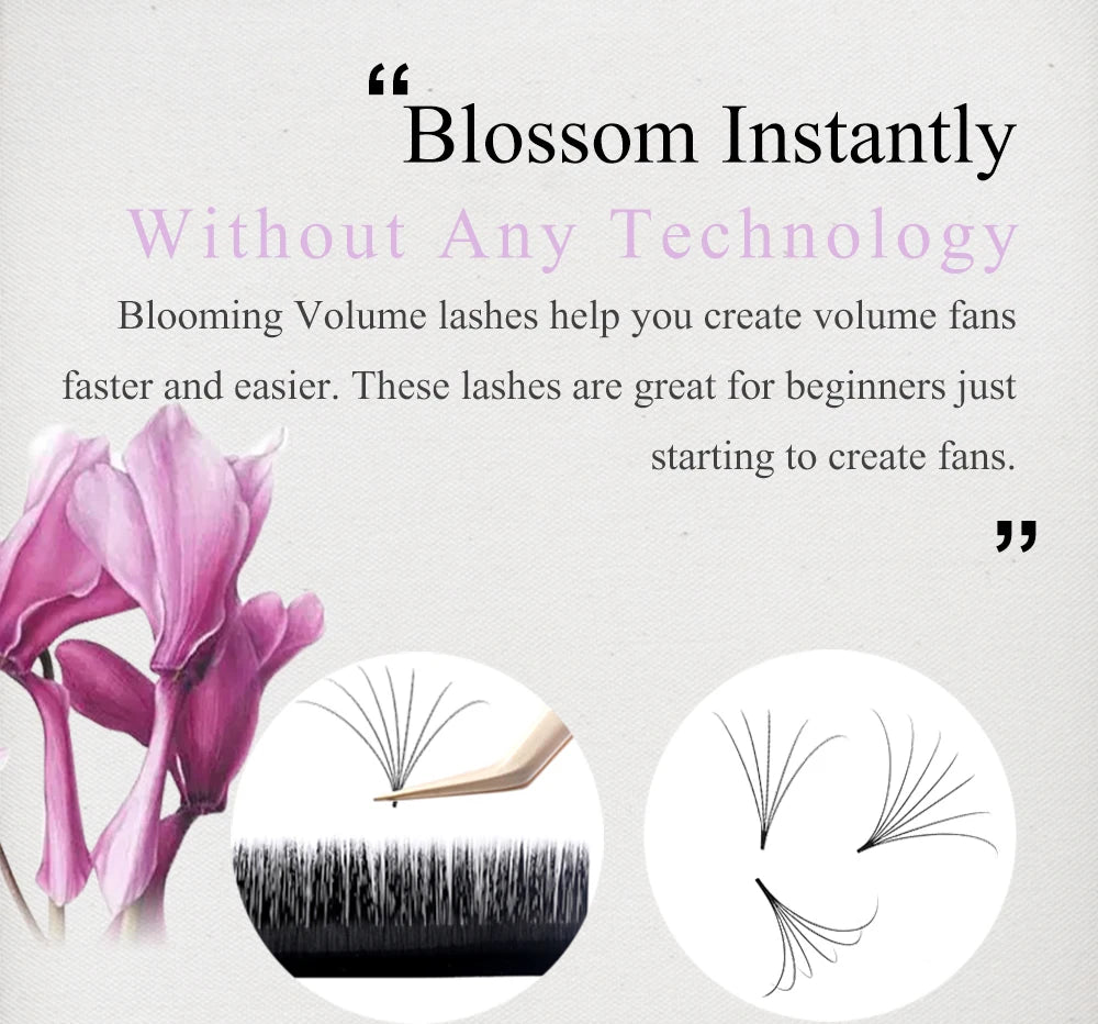 Easy Fanning Lashes 8-25mm Volume Russe Autofan Cilios Soft Professional Eyelash Extension Faux Natural Individual Eyelashes
