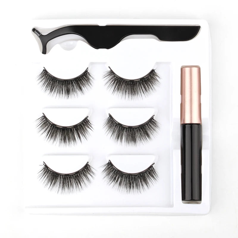 Magnetic Eyelashes 3D Mink Eyelashes Magnetic Eyeliner Magnetic 3D Lash Short False Lashes Lasting Handmade Eyelash Makeup Tools