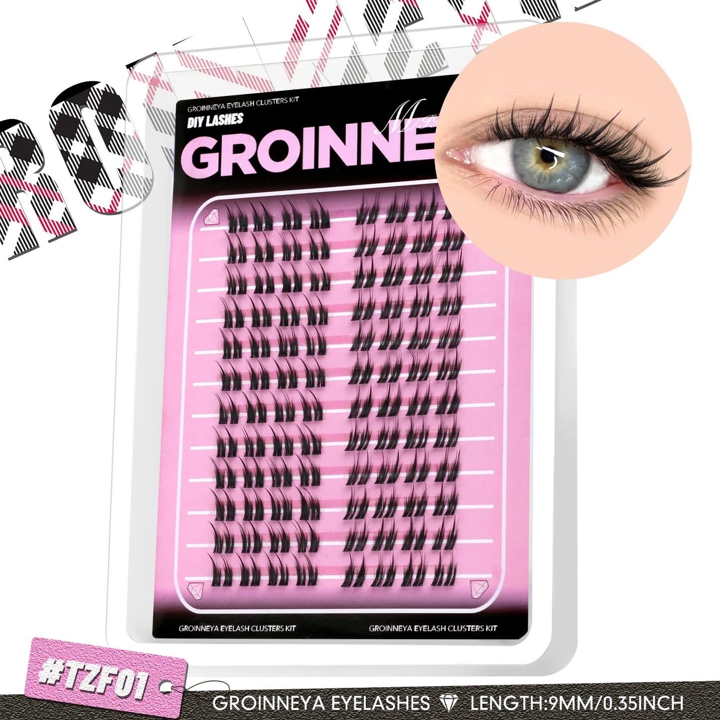 GROINNEYA Cat Lashes Clusters Winged End Eye Elongated Eyelashes Soft Natural Lashes Wispy False Eyelashes Curly lashes Makeup