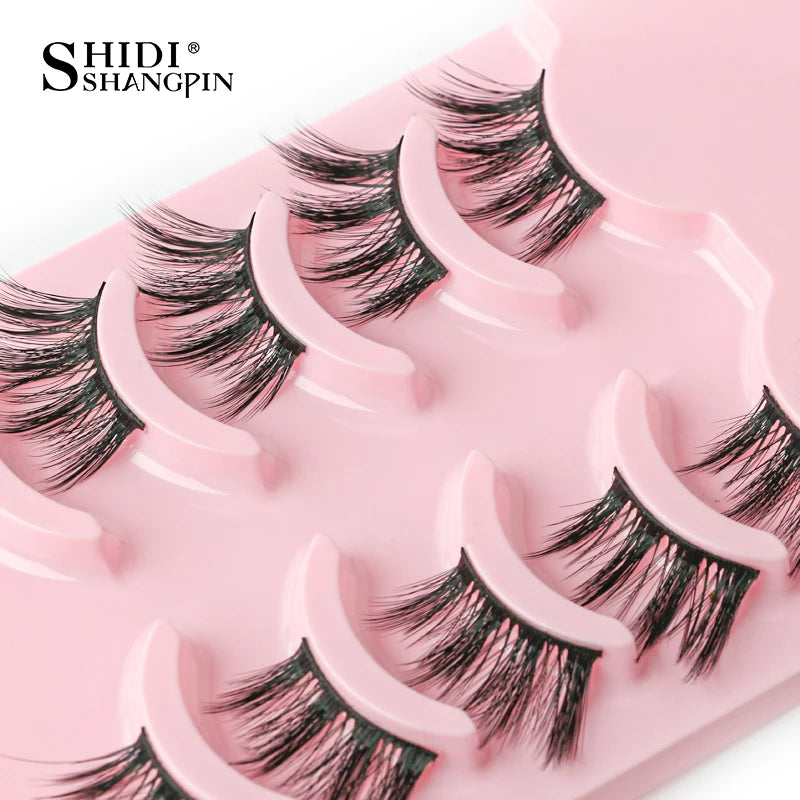 3/10 pairs Natural Lashes Mink Fluffy False Eyelashes Make up Tools Wispy Half Eyelashes 3D Cat Eye Eyelash Extensions Faux Cils