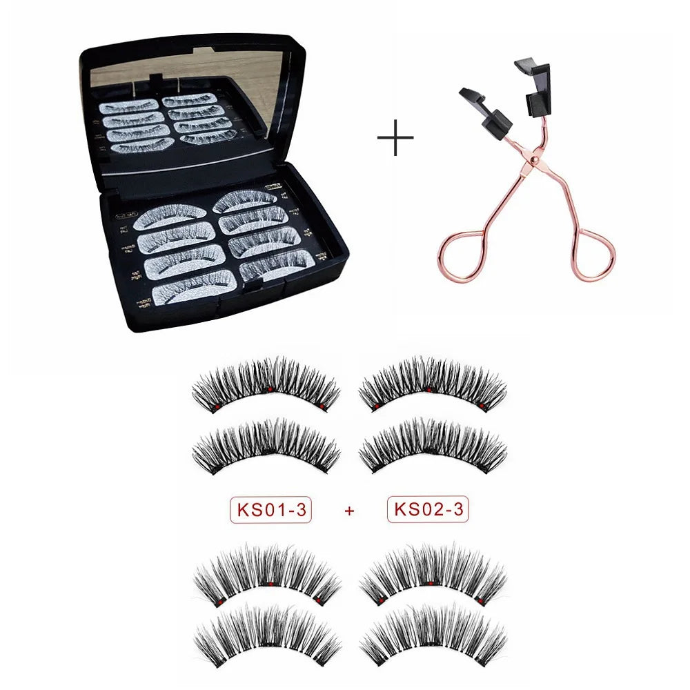 3D Magnetic Eyelashes Kit With Different Density Double False Eyeslashes Reusable Easy To Wear Fake Eyelash Extension Makeup Kit