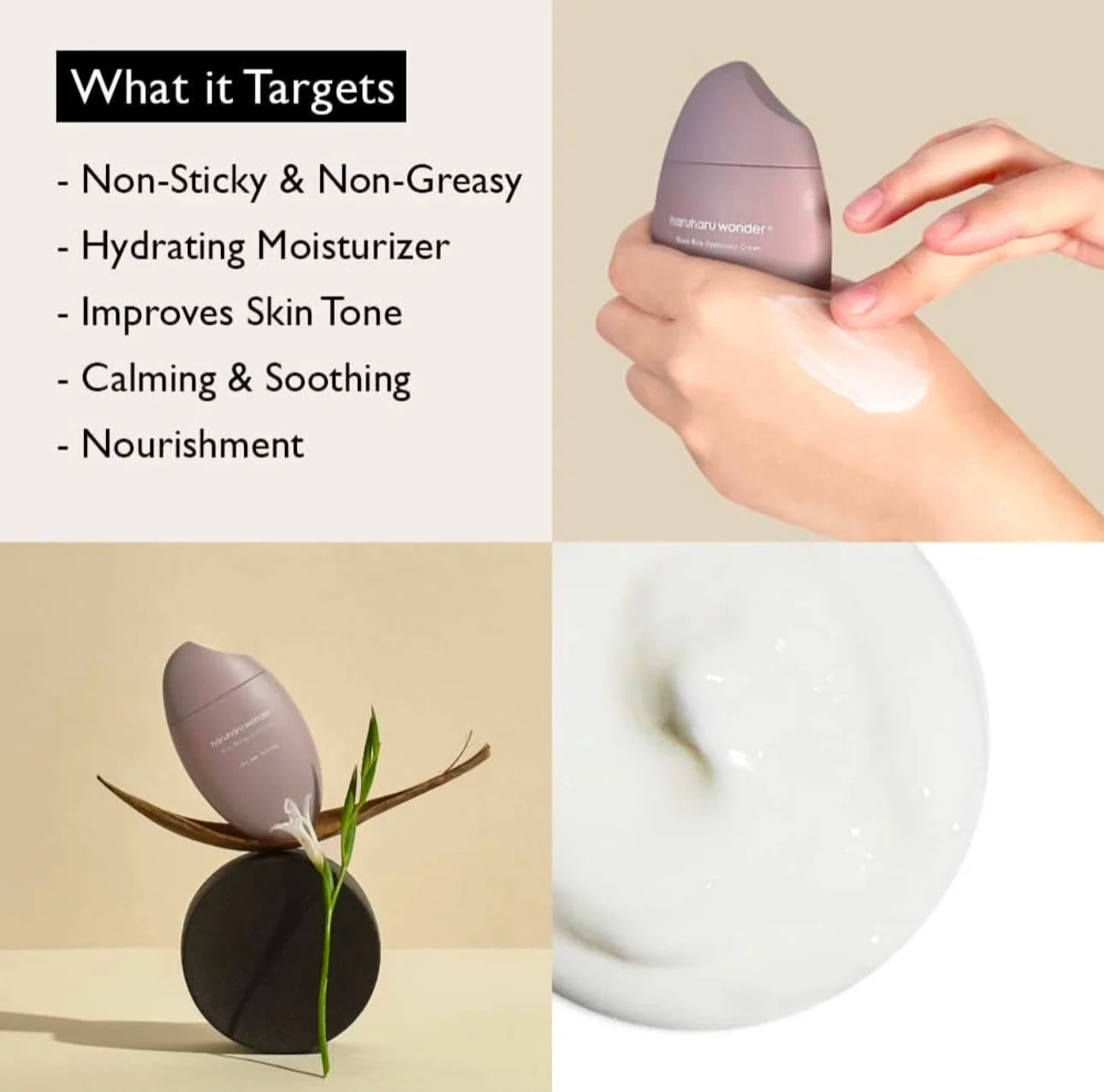 50ml Original Korean Haruharu Wonder Black Rice 10 Hyaluronic Cream Deep Nourishing Hydrate For Sensitive Skin Brand Moisturizer