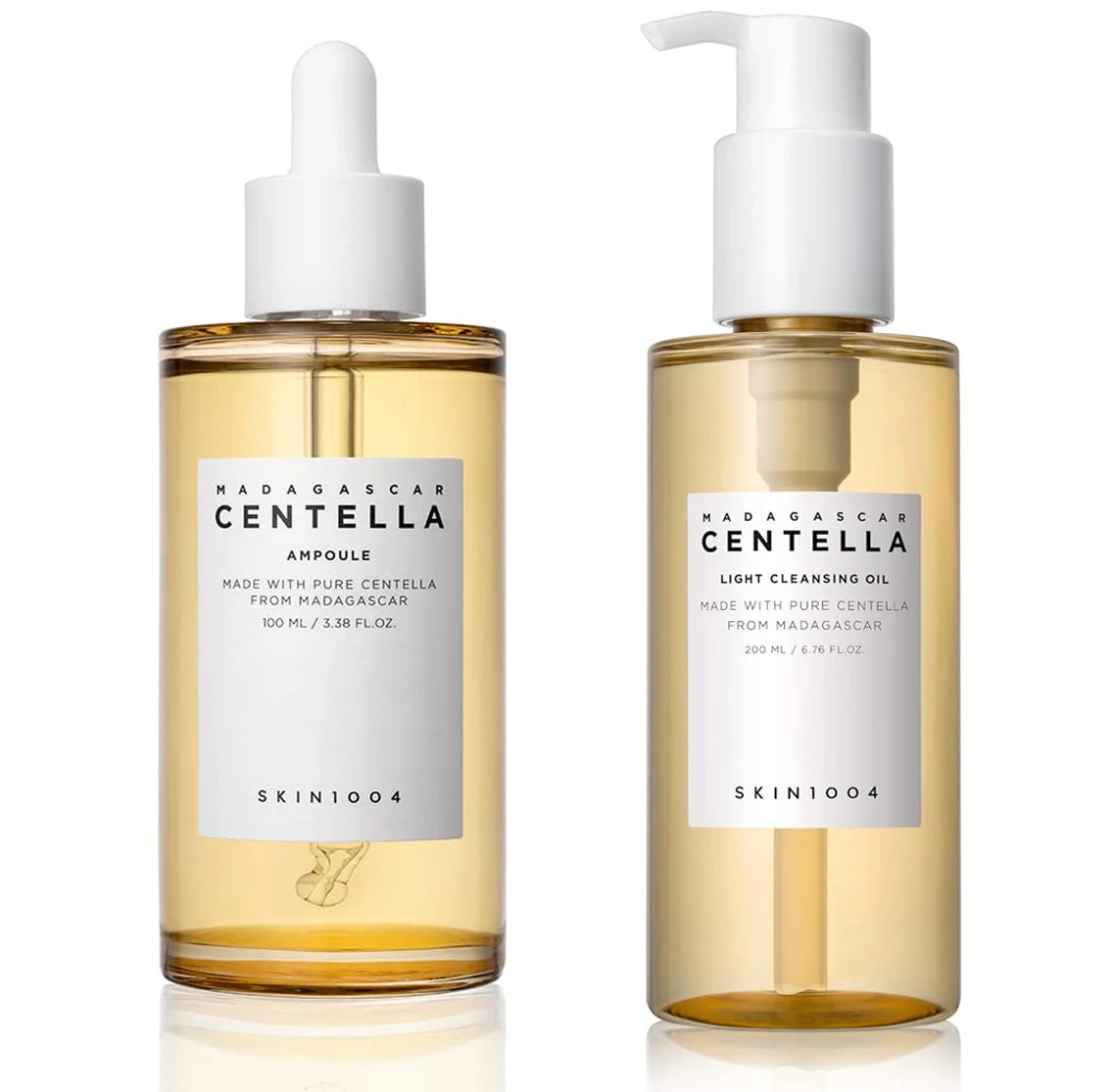 SKIN1004 Korean Skincare Set - Centella Asiatica Ampoule Essence, Light Cleansing Oil and Centella Asiatica Skincare Toner