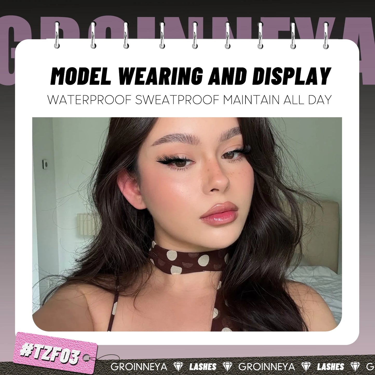 GROINNEYA Cat Lashes Clusters Winged End Eye Elongated Eyelashes Soft Natural Lashes Wispy False Eyelashes Curly lashes Makeup