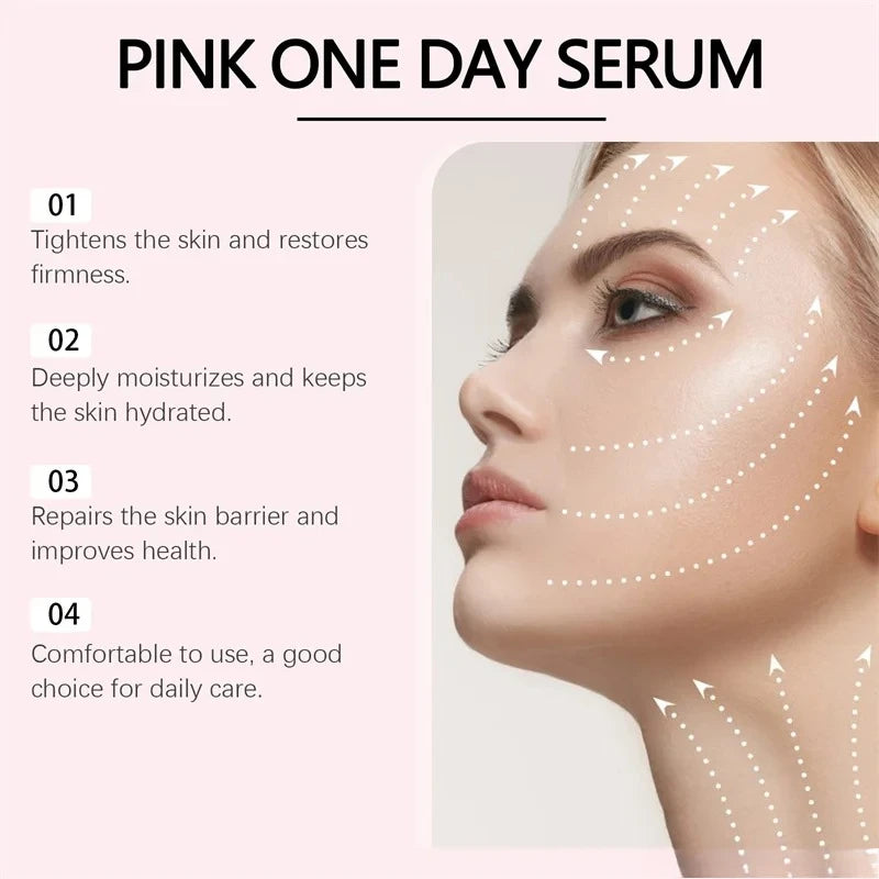 Pink One Day Serum Facial Moisturizing Balanced Water Oil Fine Pores Shrinking Soft Firm Skin Hyaluronic Acid Korean Cosmetics