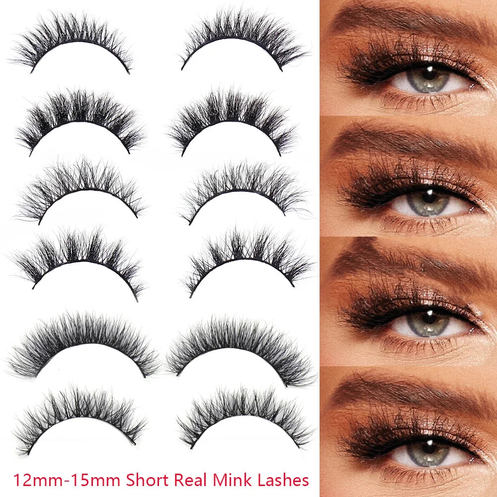 LEHUAMAO Mink Half Lashes Extension Natural Daily Reusable Short Strip Eye Lashes Mink Fluffy Soft Half False Eyelashes Make Up