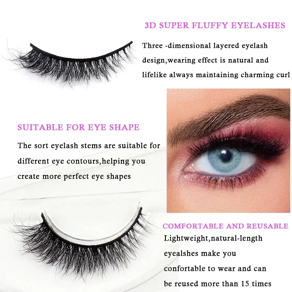 LEHUAMAO Mink Half Lashes Extension Natural Daily Reusable Short Strip Eye Lashes Mink Fluffy Soft Half False Eyelashes Make Up