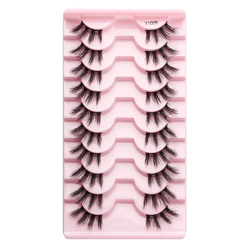 3/10 pairs Natural Lashes Mink Fluffy False Eyelashes Make up Tools Wispy Half Eyelashes 3D Cat Eye Eyelash Extensions Faux Cils