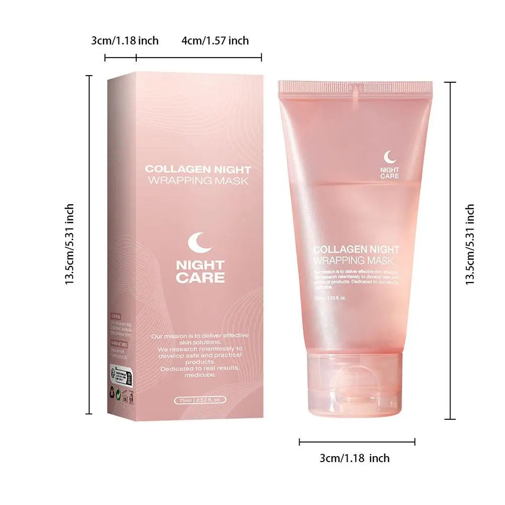 Hydrolyzed Collagen Overnight Facial Mask Wrapping Peel-Off Mask Hydrating Firming Mask for Elasticity Reduces Sagging Dullness