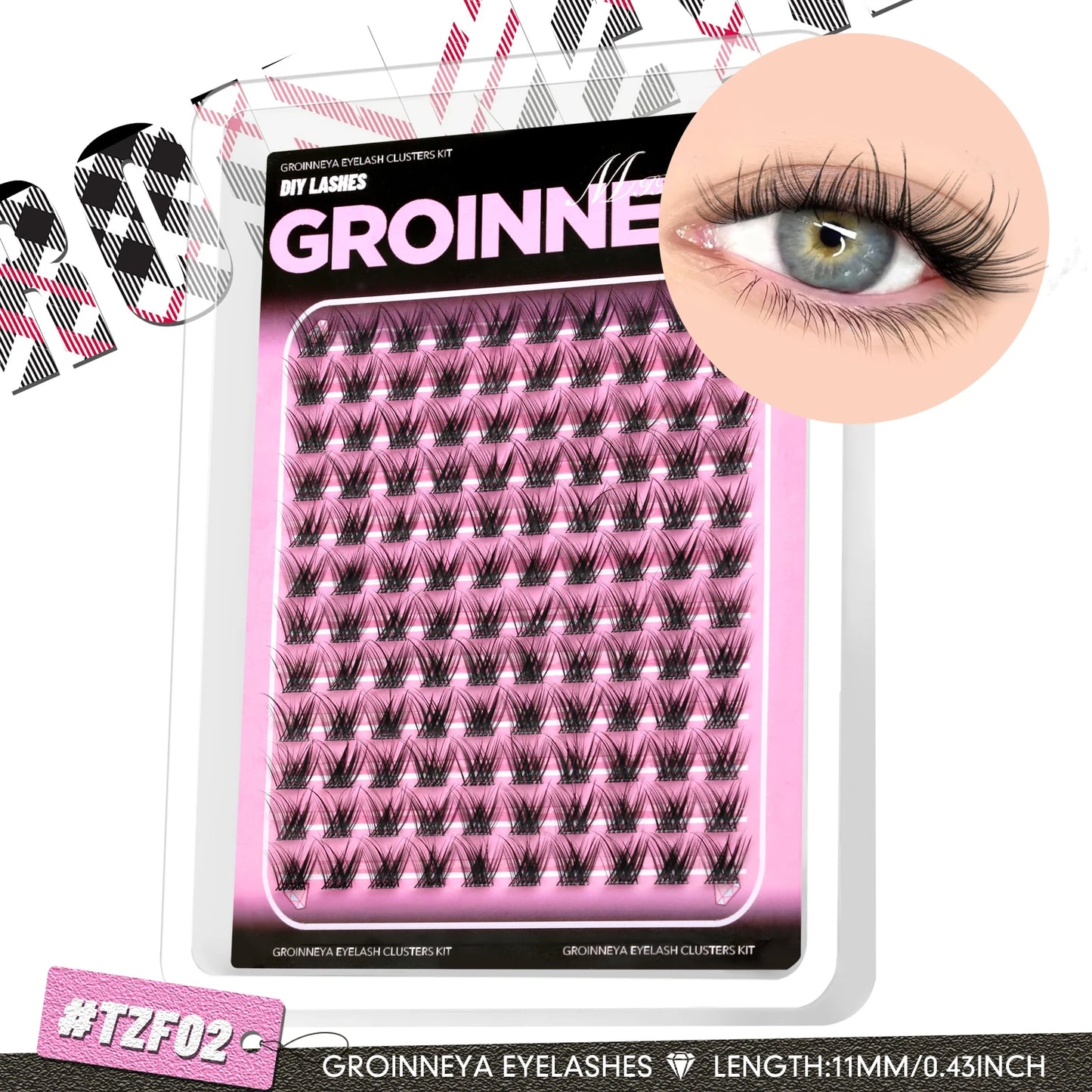 GROINNEYA Cat Lashes Clusters Winged End Eye Elongated Eyelashes Soft Natural Lashes Wispy False Eyelashes Curly lashes Makeup