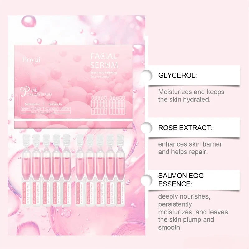 Pink One Day Serum Facial Moisturizing Balanced Water Oil Fine Pores Shrinking Soft Firm Skin Hyaluronic Acid Korean Cosmetics