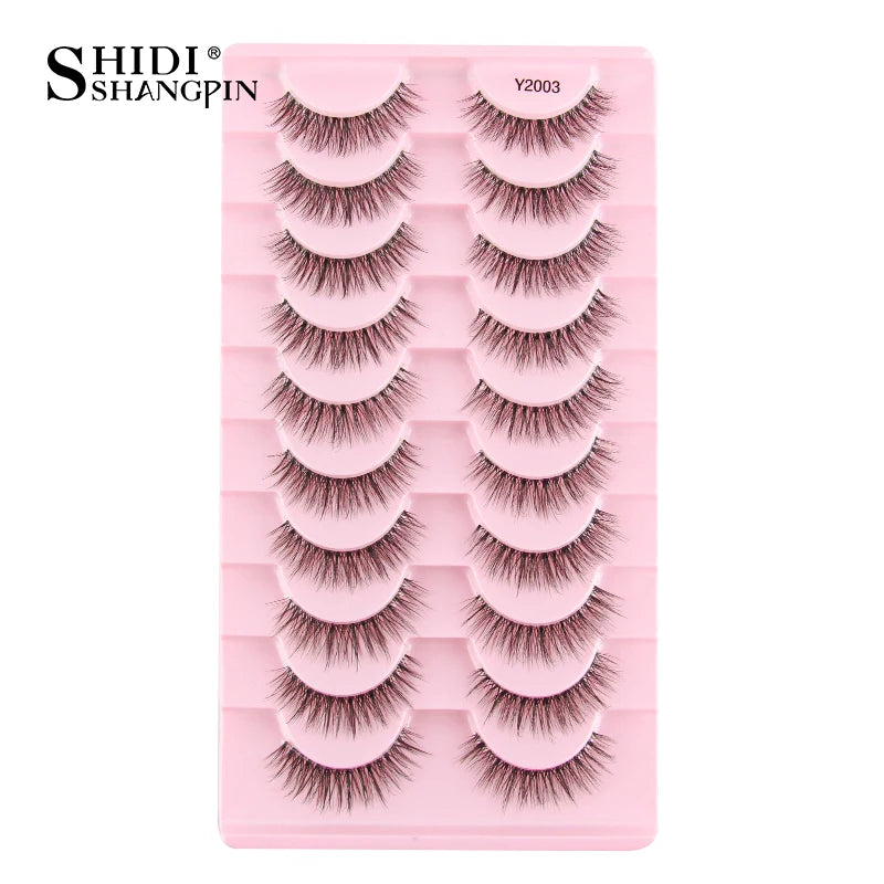3/10 pairs Natural Lashes Mink Fluffy False Eyelashes Make up Tools Wispy Half Eyelashes 3D Cat Eye Eyelash Extensions Faux Cils