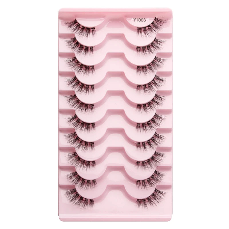 3/10 pairs Natural Lashes Mink Fluffy False Eyelashes Make up Tools Wispy Half Eyelashes 3D Cat Eye Eyelash Extensions Faux Cils
