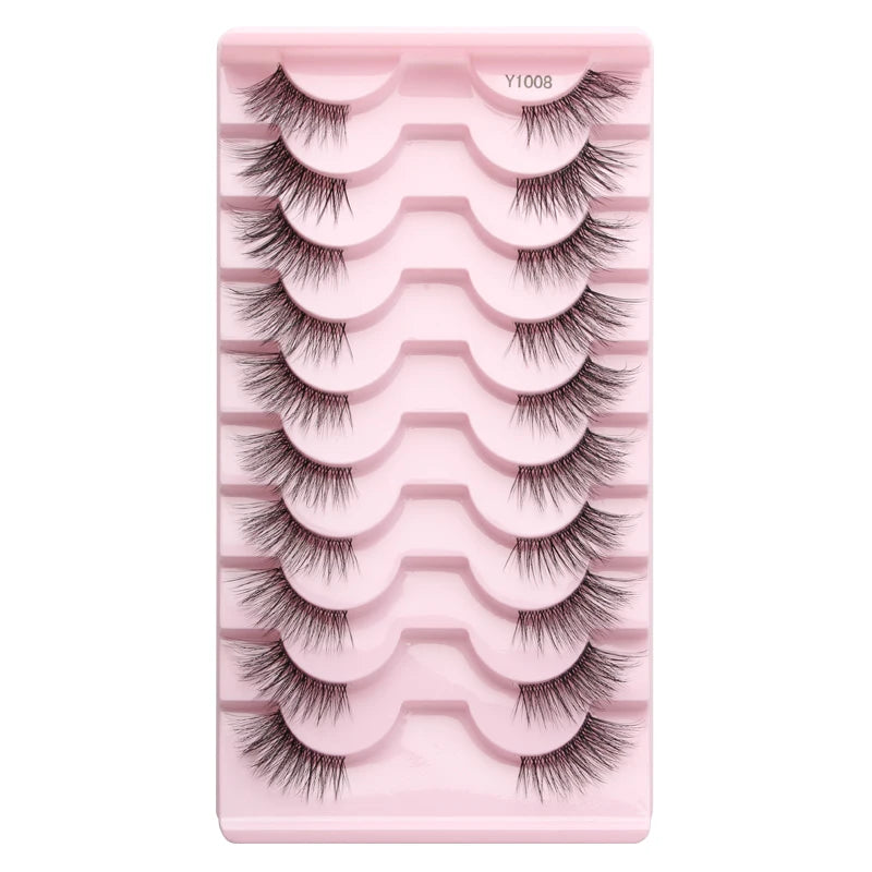 3/10 pairs Natural Lashes Mink Fluffy False Eyelashes Make up Tools Wispy Half Eyelashes 3D Cat Eye Eyelash Extensions Faux Cils