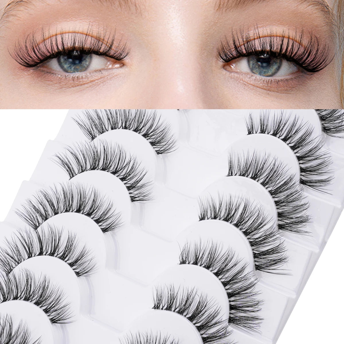 3/10 pairs Natural Lashes Mink Fluffy False Eyelashes Make up Tools Wispy Half Eyelashes 3D Cat Eye Eyelash Extensions Faux Cils