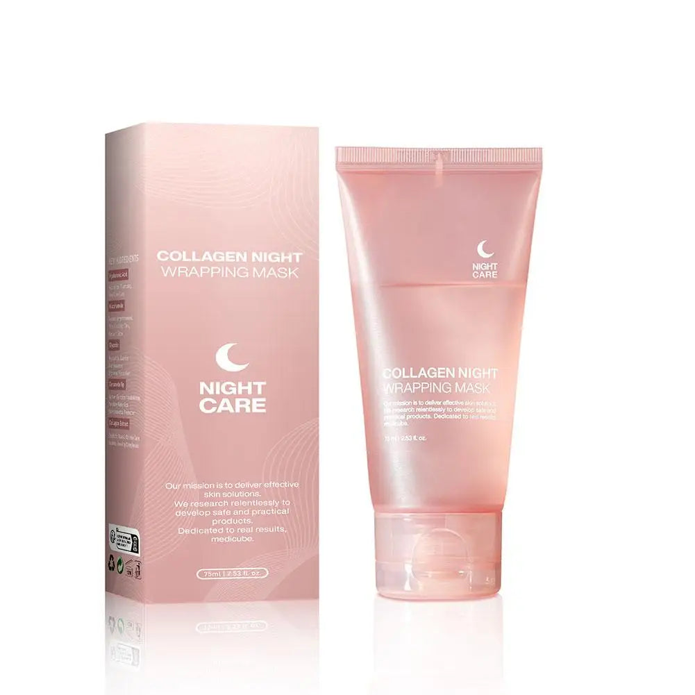 Hydrolyzed Collagen Overnight Facial Mask Wrapping Peel-Off Mask Hydrating Firming Mask for Elasticity Reduces Sagging Dullness
