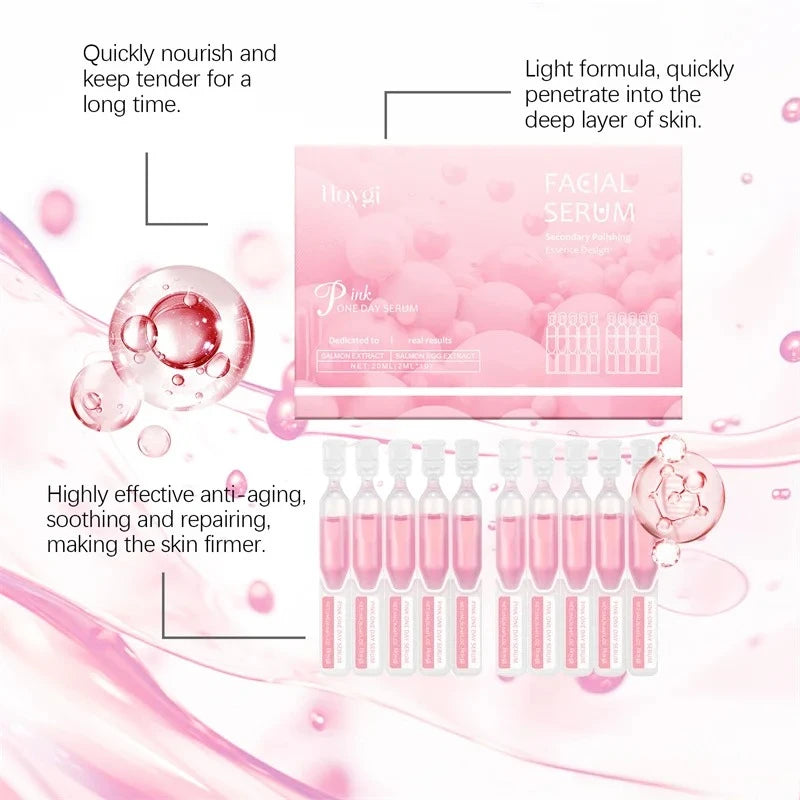 Pink One Day Serum Facial Moisturizing Balanced Water Oil Fine Pores Shrinking Soft Firm Skin Hyaluronic Acid Korean Cosmetics