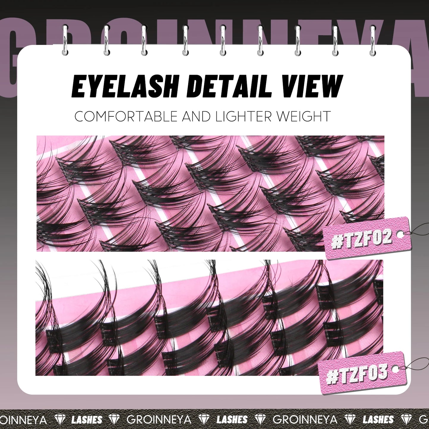 GROINNEYA Cat Lashes Clusters Winged End Eye Elongated Eyelashes Soft Natural Lashes Wispy False Eyelashes Curly lashes Makeup