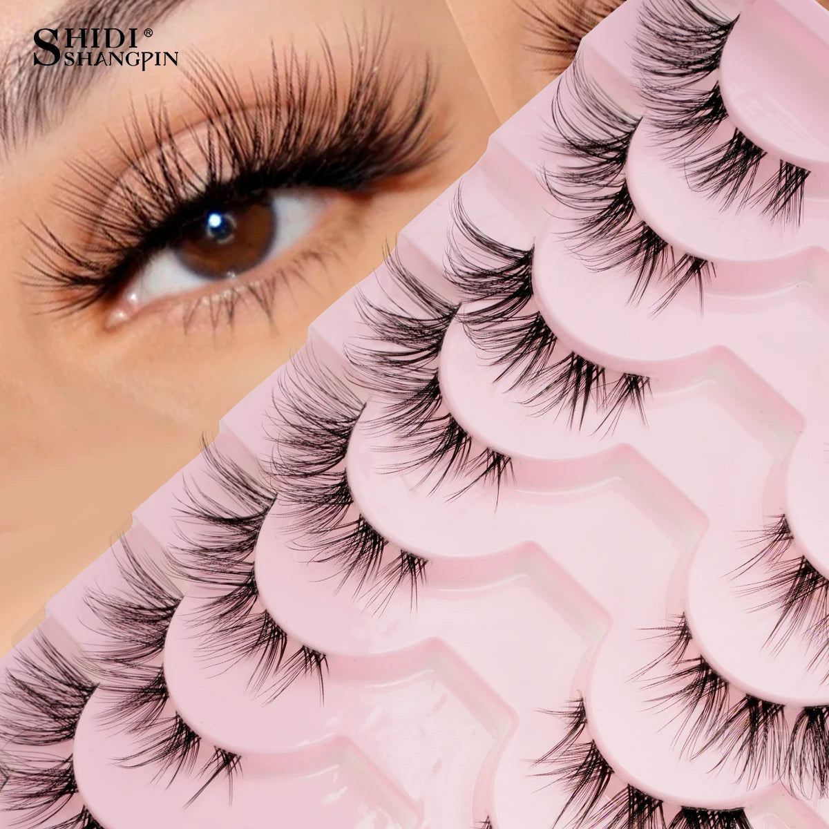 3/10 pairs Natural Lashes Mink Fluffy False Eyelashes Make up Tools Wispy Half Eyelashes 3D Cat Eye Eyelash Extensions Faux Cils