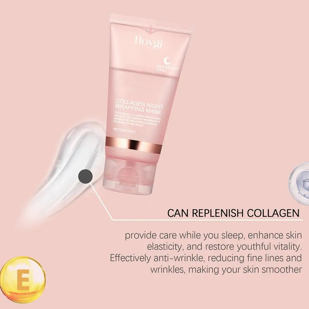 Hydrolyzed Collagen Overnight Facial Mask Wrapping Peel-Off Mask Hydrating Firming Mask for Elasticity Reduces Sagging Dullness