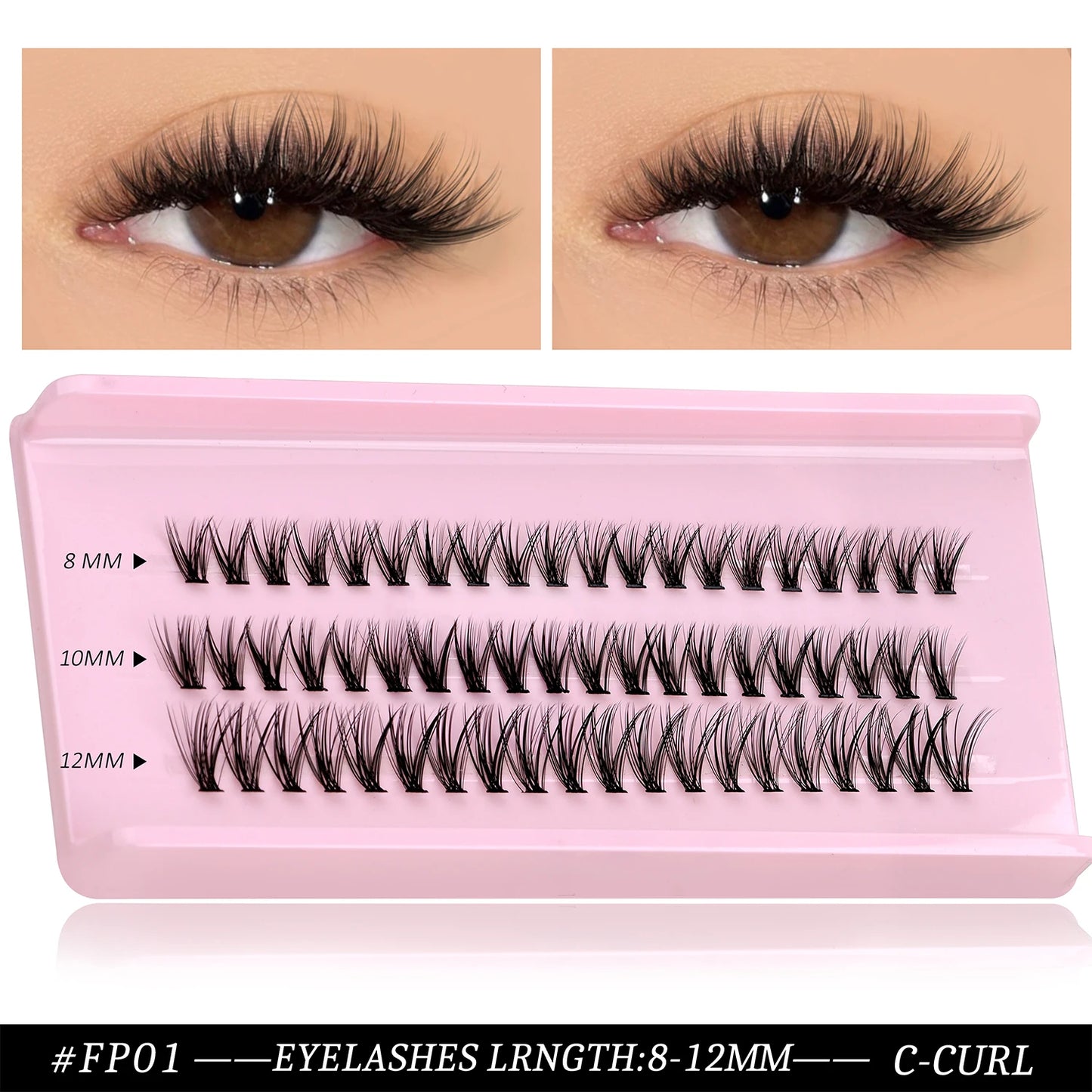 GROINNEYA Cat Lashes Clusters Winged End Eye Elongated Eyelashes Soft Natural Lashes Wispy False Eyelashes Curly lashes Makeup
