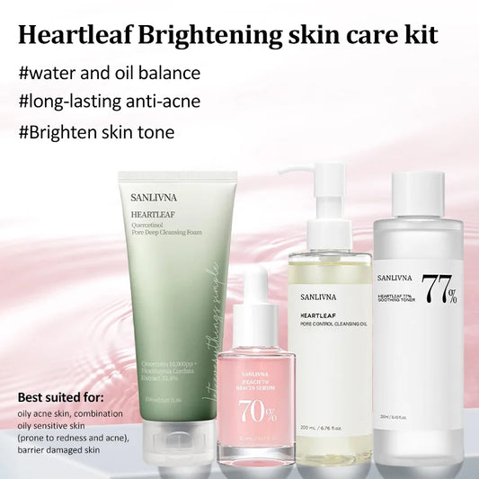Sanlivna Korean Skincare Heartleaf 4-Piece Set - Oil Balance & Brightening with Soothing Complex