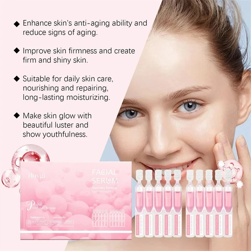 Pink One Day Serum Facial Moisturizing Balanced Water Oil Fine Pores Shrinking Soft Firm Skin Hyaluronic Acid Korean Cosmetics