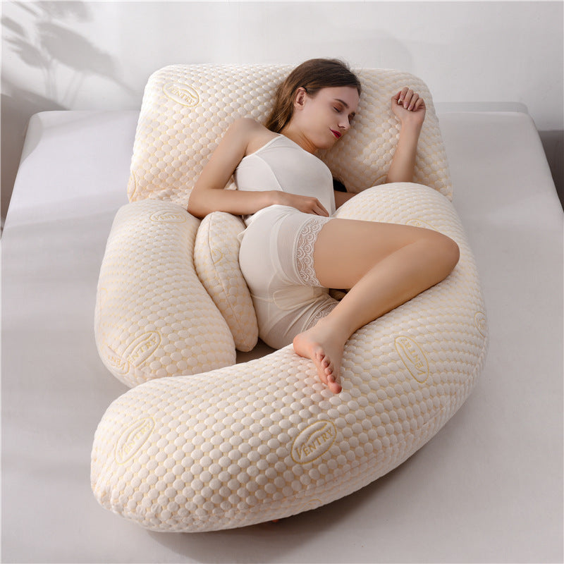 U-shaped pregnant woman pillow for supporting the waist and allowing side sleeping