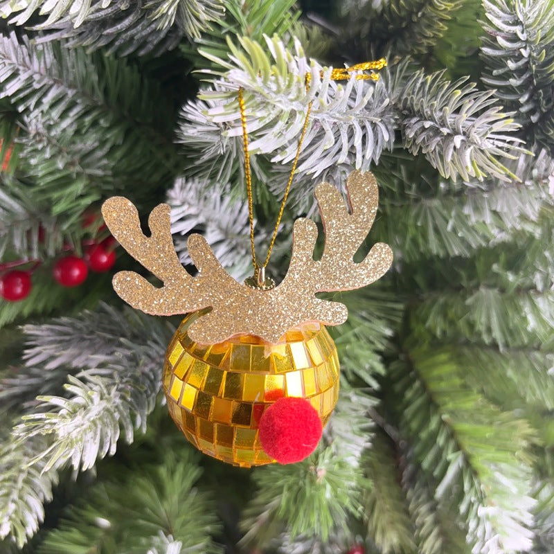 Mirror Elk Horn Christmas Ball Tree Decoration Pendant